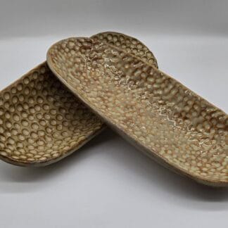 Cream/Brown Oval Textured Dish