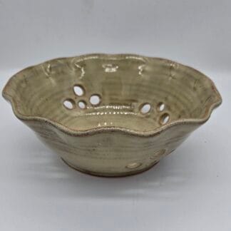 Cream/Brown Ruffled Berry Bowl