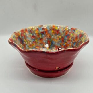 Red with Colorful Speckle Ruffled Berry Bowl Set