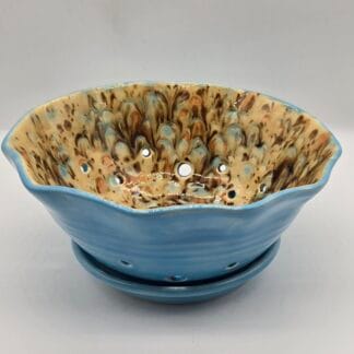 Mocha/Brown/Blue Speckle Ruffled Berry Bowl Set