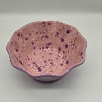 Purple/Pink with Purple & White speckles Ruffled Bowl