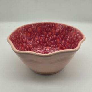 Pink/Dark Pink with Light Pink speckles Ruffled Bowl