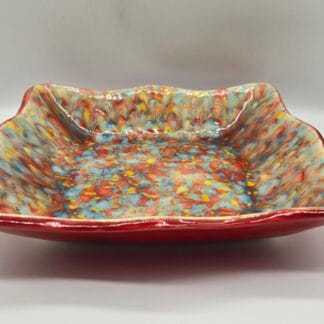 Red/Colorful Speckles Deep Square Dish