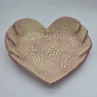 Cream/Pink Textured Heart Dish