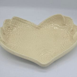 Cream Textured Heart Dish