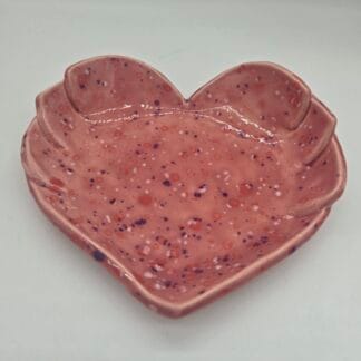 Pink/Purple/White Speckled Heart Dish