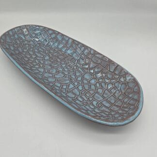 Blue/Brown Oval Textured Dish