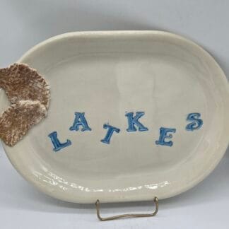 Cream/Blue/Brown Latkes Oval Platter