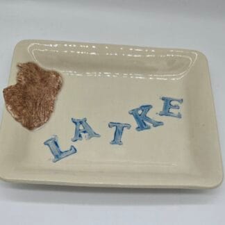 Cream/Blue/Brown Latkes Rectangle Platter