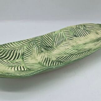 Green Leaf Textured Oval Dish