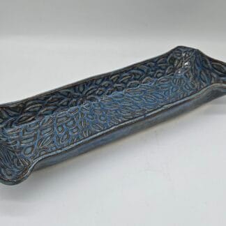 Blue/Brown Leaf Textured Rectangular Deep Dish