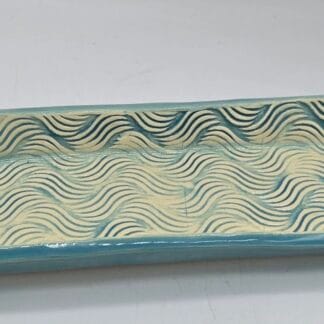 Teal Wave Textured Rectangular Deep Dish