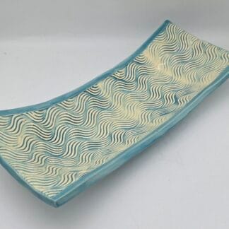 Teal Wave Textured Rectangular Dish