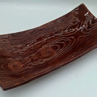 Cherry Wood Textured Rectangular Dish