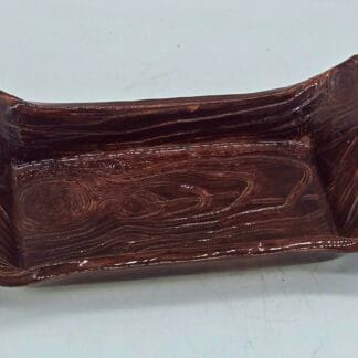 Cherry Wood Textured Small Rectangular Deep Dish