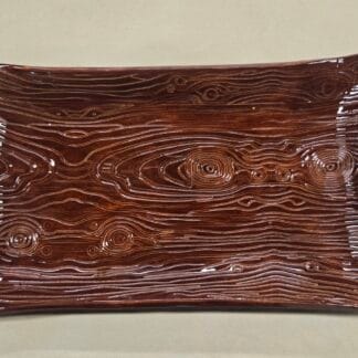 Cherry Wood Textured Deep Rectangle Platter