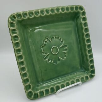 Green Large Flower Square Platter