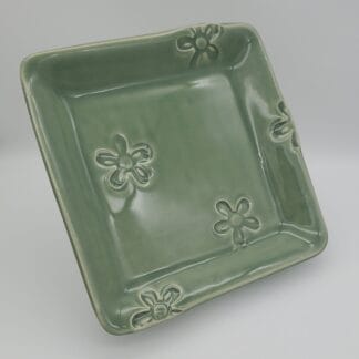 Green Flower Square Platter