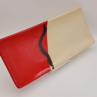 Red/Cream/Black Splash Rectangle Platter