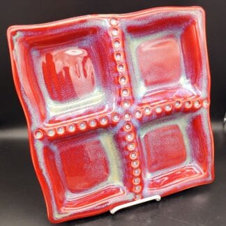 Red Airbrushed 4 Divider Dish