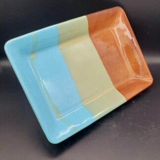 Light Blue/Tan/Brown Deep Rectangle Platter