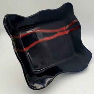 Black Matt/Gloss Red Splash Rectangle Dish