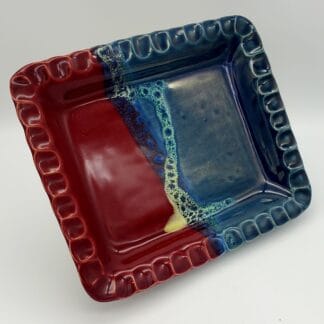 Burgundy/Teal/Yellow Splash Rectangle Dish