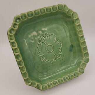 Green Flower Deep Square Dish