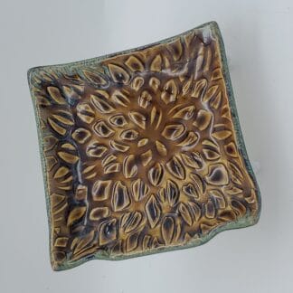 Brown Leaf Airbrushed Square Spoon Rest