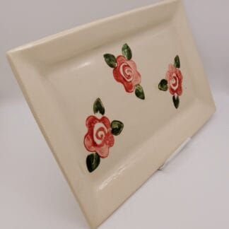 3 Red Flowers Rectangle Platter