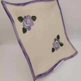 Cream/Purple Flowers Square Platter