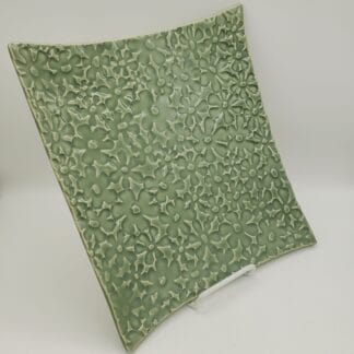 Light Green Flowers Square Platter