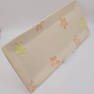 Cream/Light Flowers Long Rectangle Platter