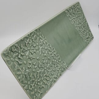 Light Green Full Flower Long Rectangle Platter
