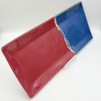 Burgundy/Teal/Yellow Splash Long Rectangle Platter