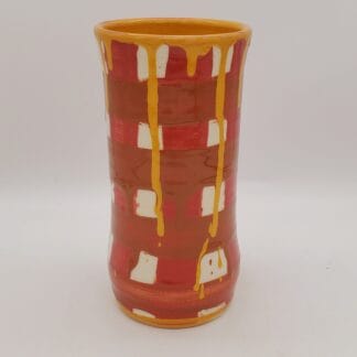 Brown/Red/Mustard Plaid Vase