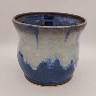 Blue with Cream/Brown Overlay Planter/Vase