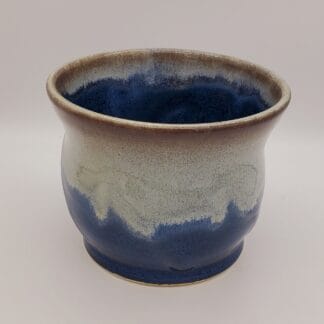 Blue with Cream/Brown Overlay Planter/Vase