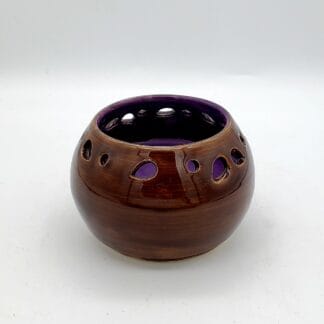 Brown Candle Holder with Purple Lavender Scented Candle