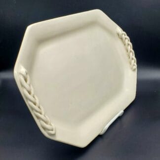 Octagon White Platter with Braided Handles