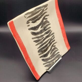 Zebra/Red Trim Square Platter