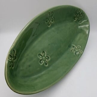 Green Flowers Deep Oval Platter