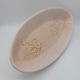 White/Soft Pink Vine Deep Oval Platter