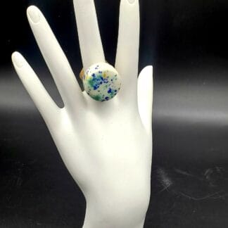 White/Cobalt/Teal Speckle Ring