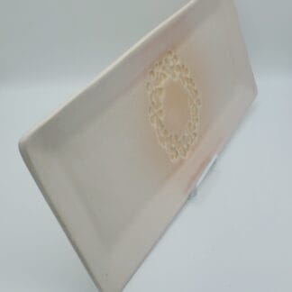 White/Light Pink Flower Long Rectangle Platter
