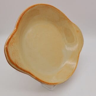 Cream/Brown Rim With Handles Round Dish