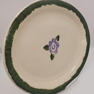 Purple Flower/Green Rim Oval Platter