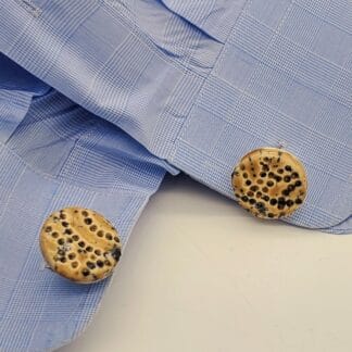 Gray/Navy Speckles Textured Round Cufflinks