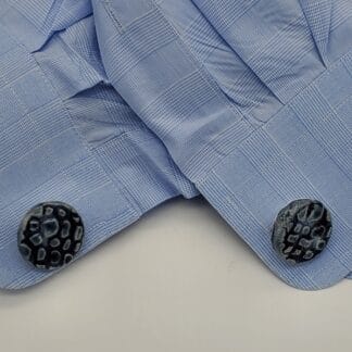 Blue Textured Round Cufflinks