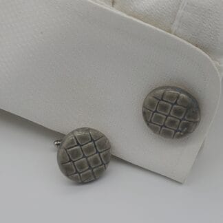 Gray Textured Round Cufflinks